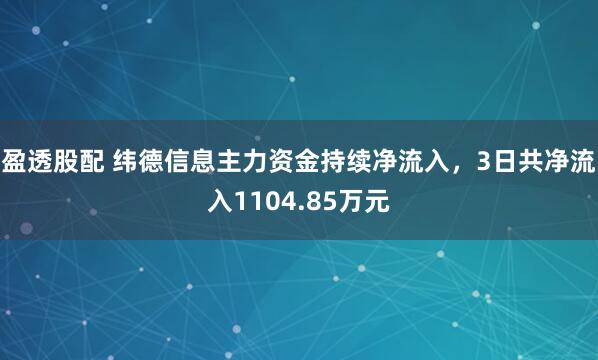 盈透股配 纬德信息主力资金持续净流入，3日共净流入1104.85万元